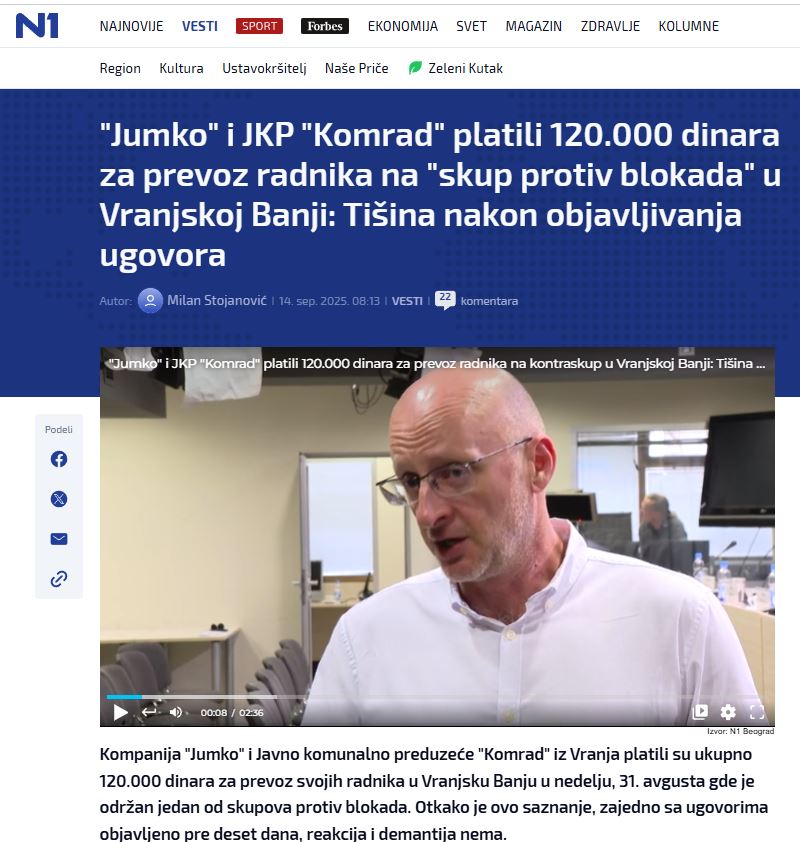 N1 vranje prevoz
