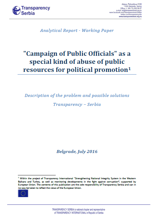 Campaign of Public Officials as a special kind of abuse of public resources for political promotion